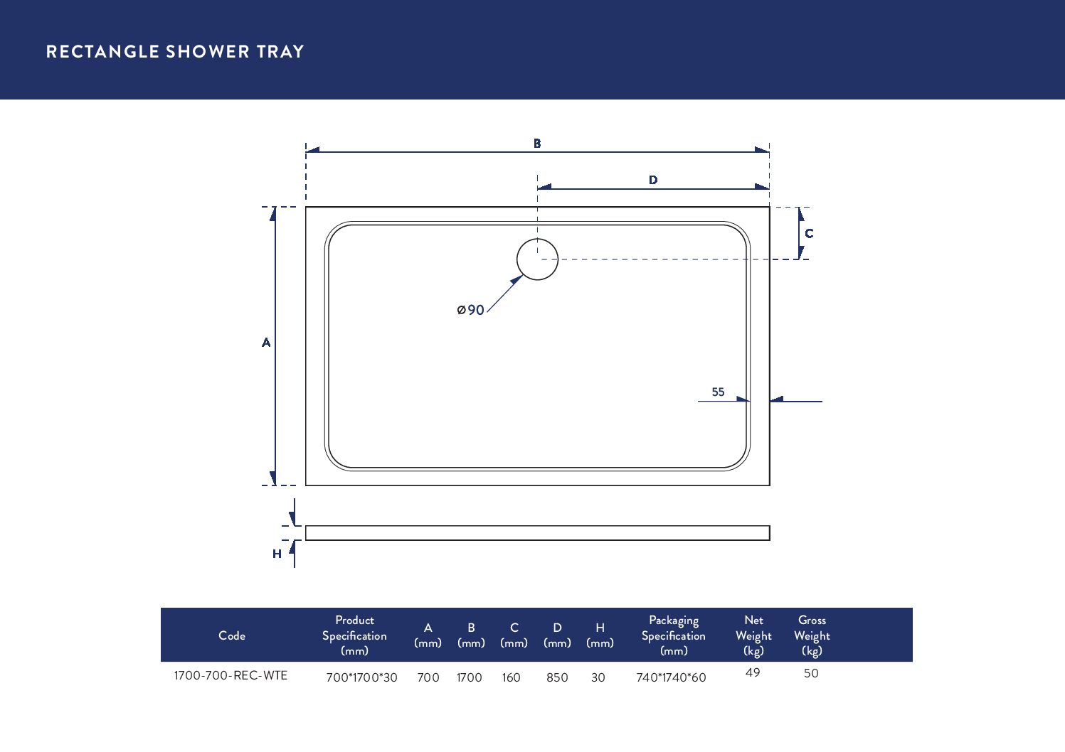 1700X700 Shower Tray