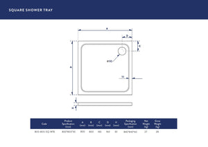 800X800 Shower Tray