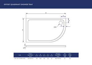 900X760 Offset Quadrant Tray (Right Hand)