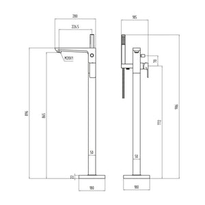 Fluro Free Standing Bath Shower Mixer