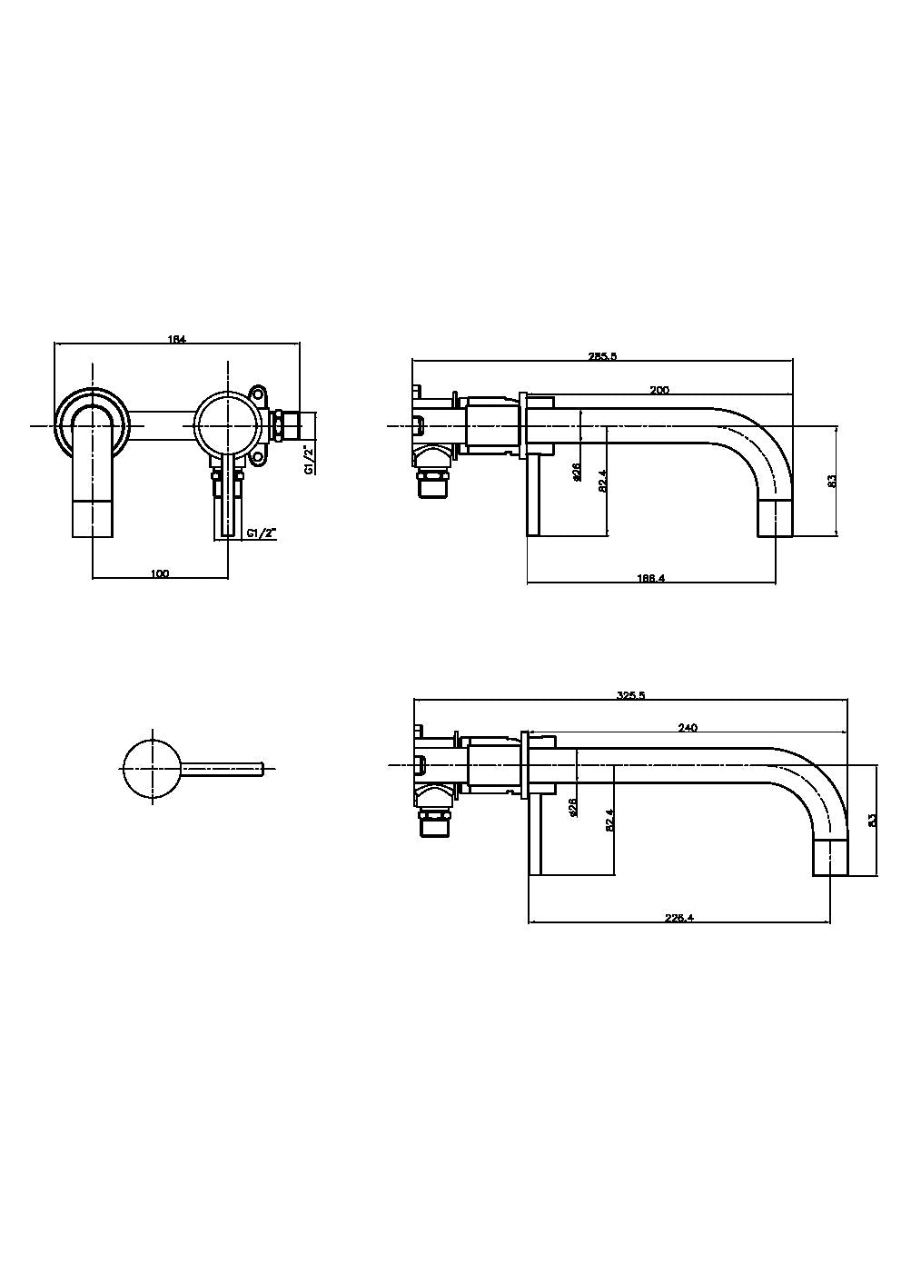 Alpha Wall Mounted Basin/Bath Filler