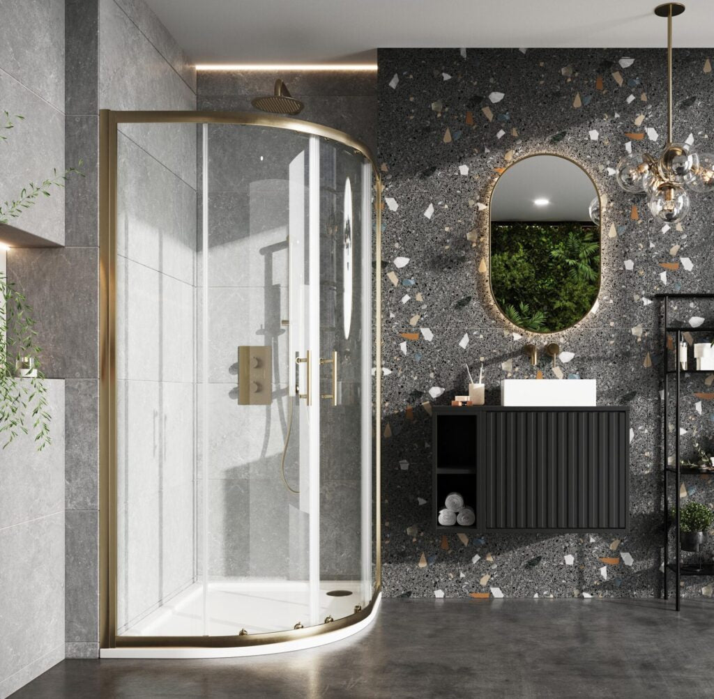 800X800 2-Door Quadrant Enclsoure Brass