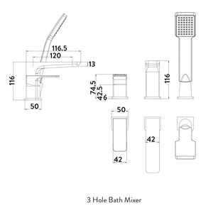Fluro 3 Hole Bath