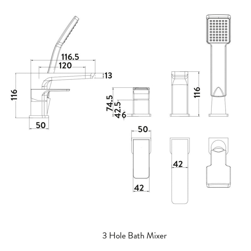 Fluro 3 Hole Bath