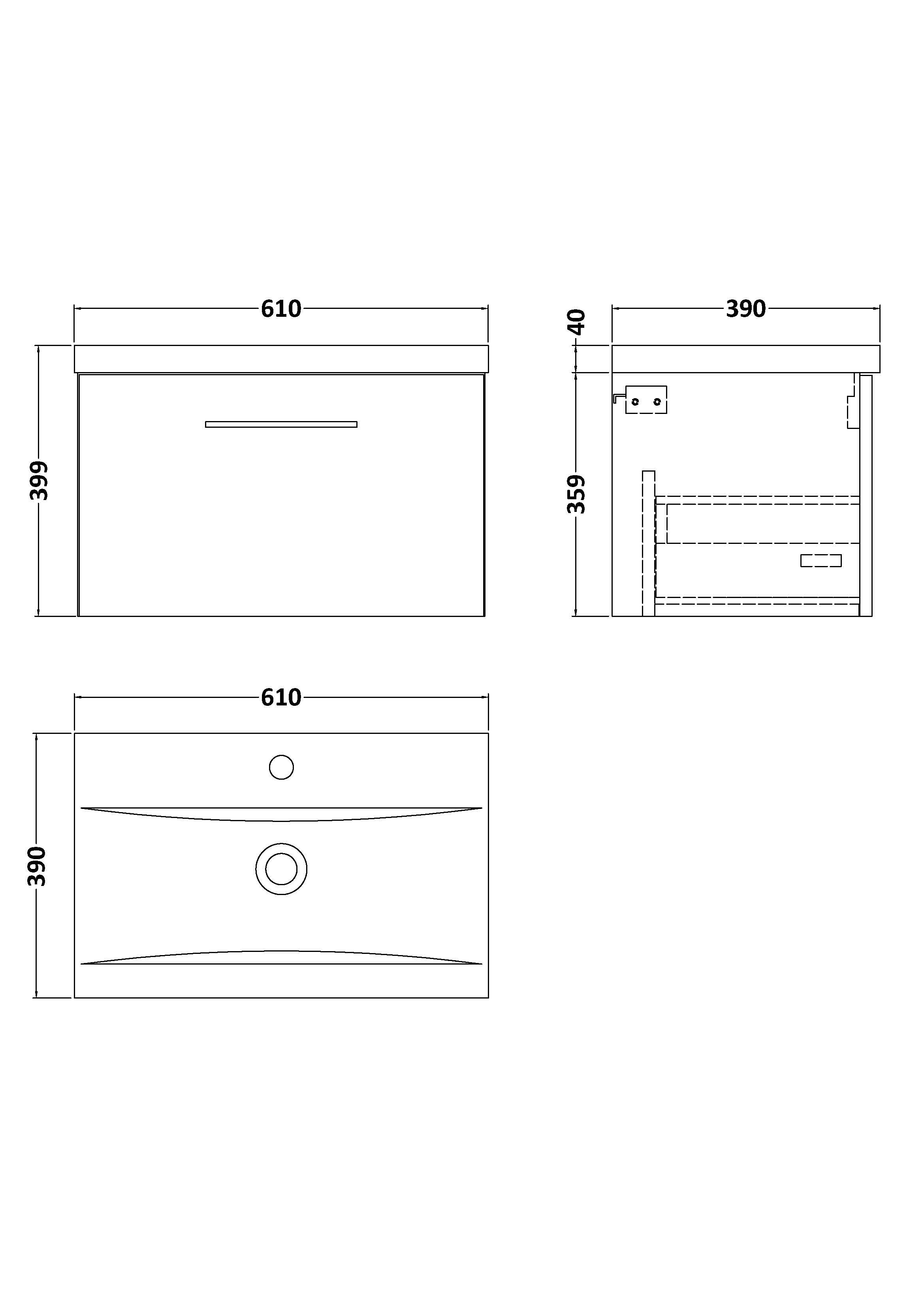 Arko 800mm Wall Hung 1-Drawer Vanity