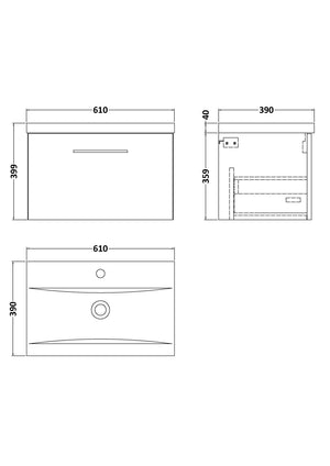 Arko 800mm Wall Hung 1-Drawer Vanity