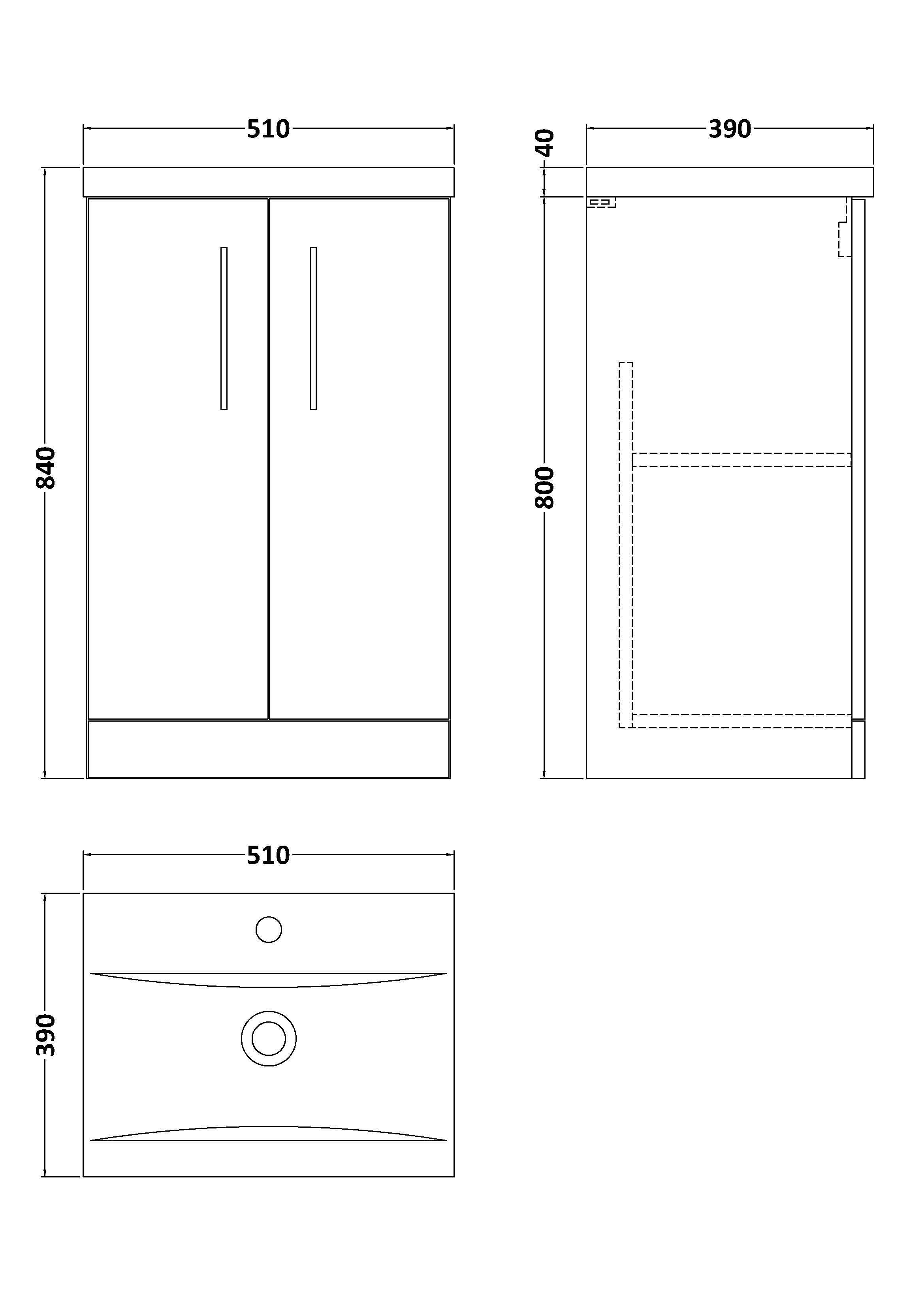 Arko 500mm Floor Standing 2-Door Vanity