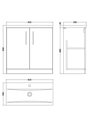 Arko 800mm Floor Standing 2-Door Vanity