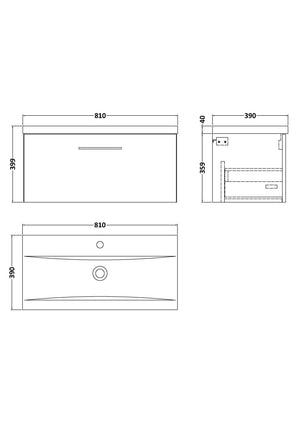 Arko 800mm Wall Hung 1-Drawer Vanity