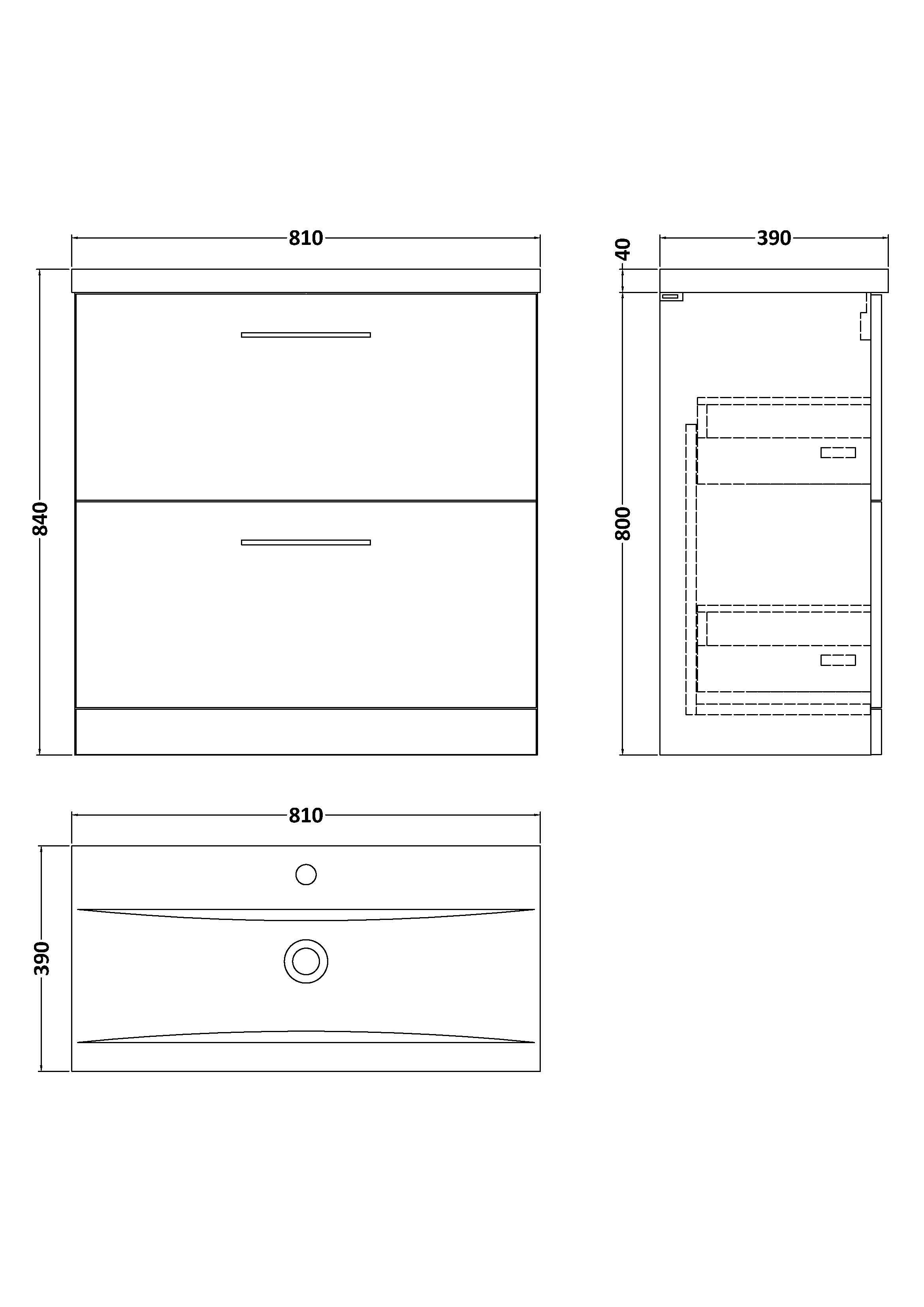 Arko 800mm Floor Standing 2-Drawer Vanity