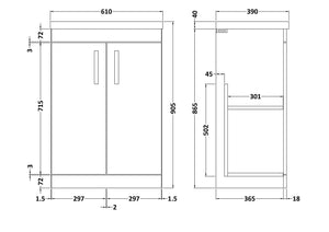 Reina 600mm Floor Standing 2-Door Vanity