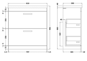 Reina 800mm Floor Standing 2-Drawer Vanity