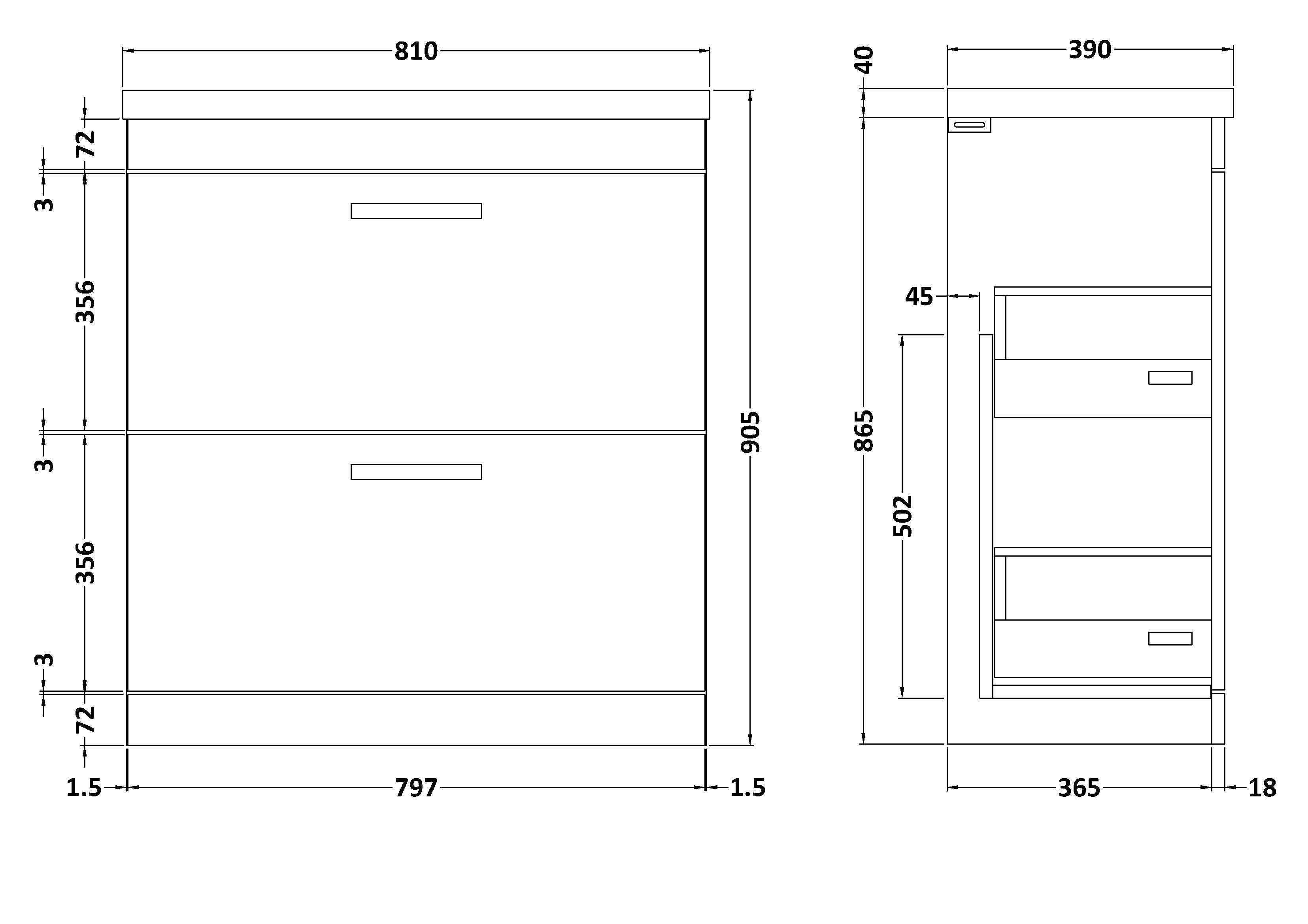Reina 800mm Floor Standing 2-Drawer Vanity