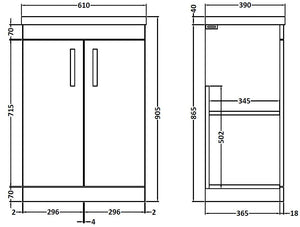 Reina 600mm Floor Standing 2-Door Vanity