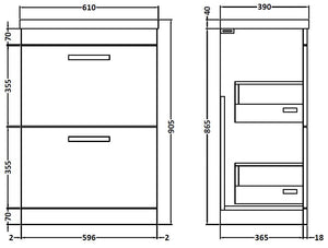 Reina 600mm Floor Standing 2-Drawer Vanity