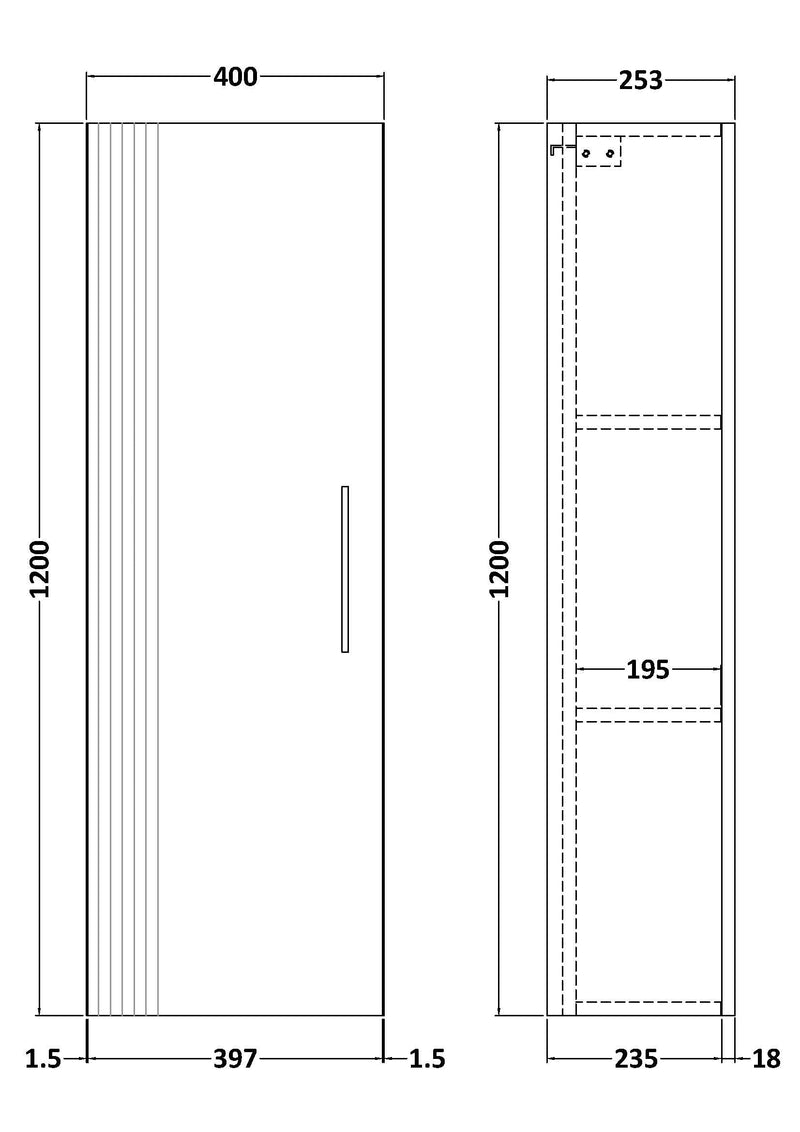 Eco 400mm Wall Hung Tall Unit 1-Door