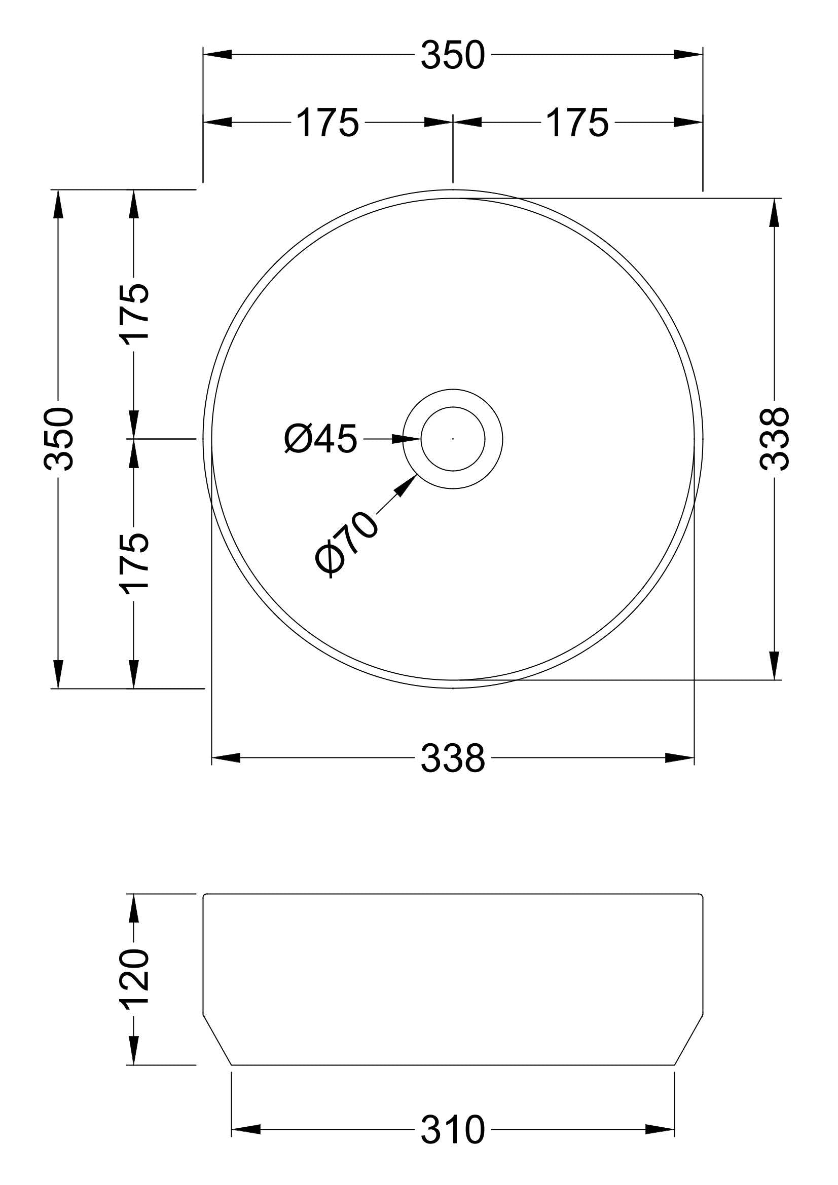 Circular Washbowl 350mm