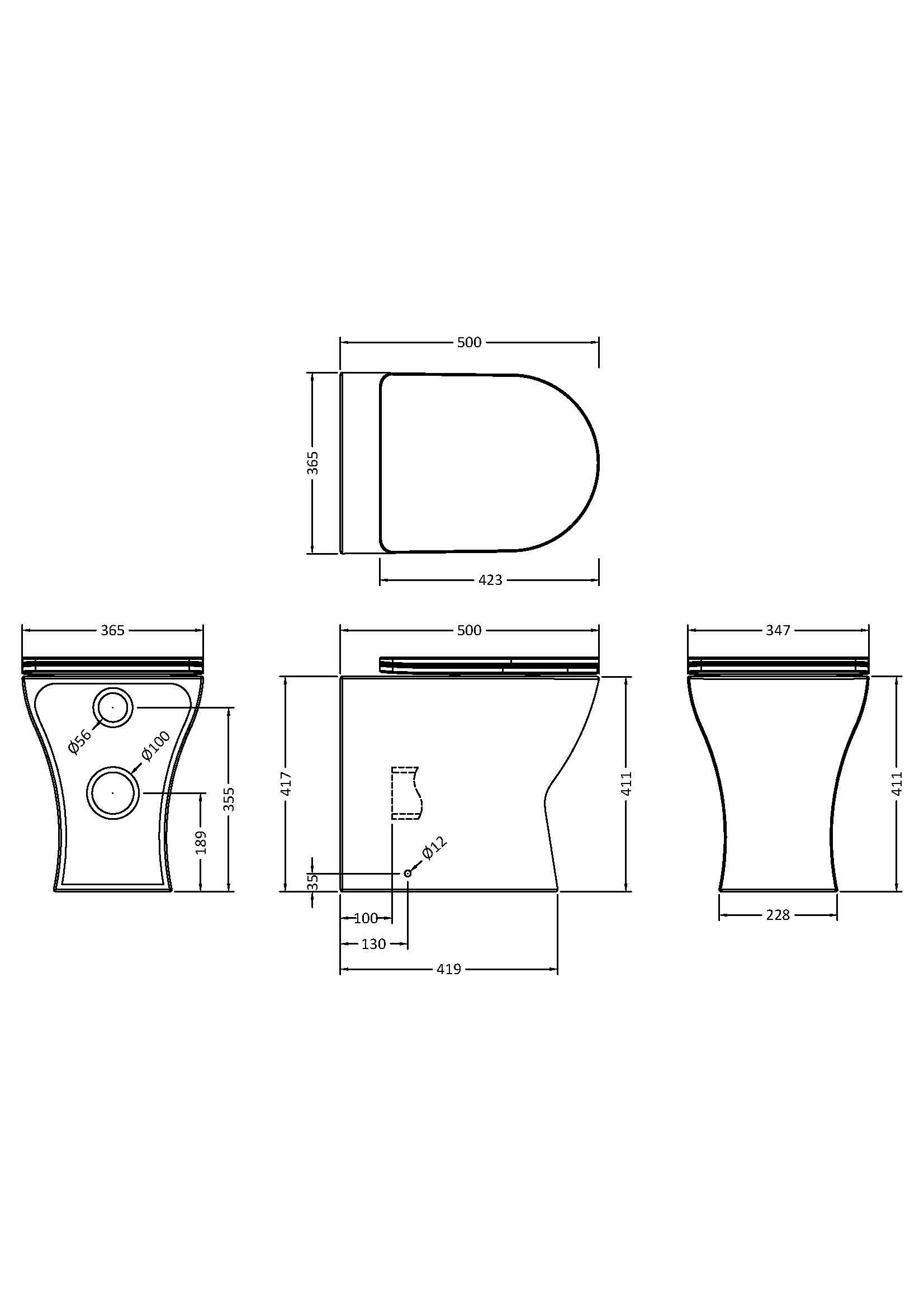Round Rimless Back To Wall Pan