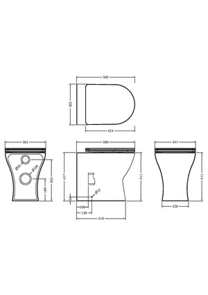 Round Rimless Back To Wall Pan