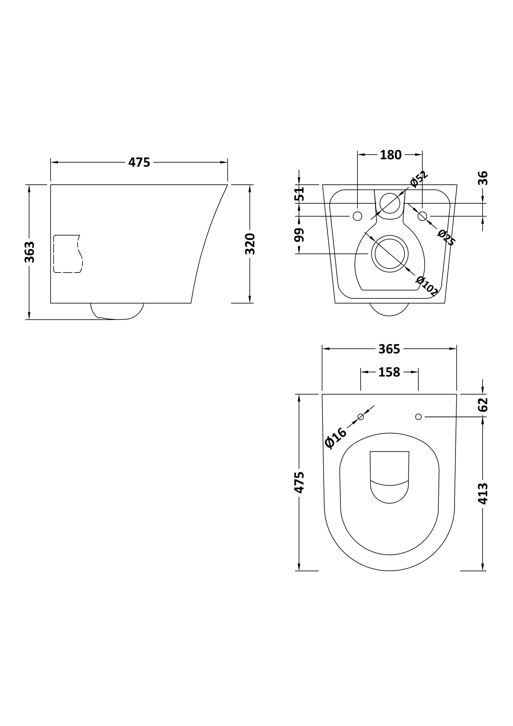 Wall Hung Rimless Toilet Pan & Soft Close Seat