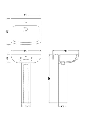 Round 550mm Sink And Pedestal