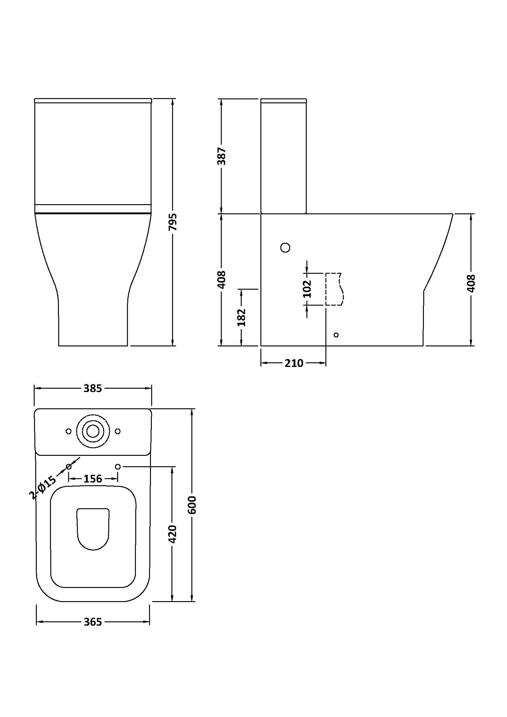Rimless Flush To Wall Pan, Cistern & Seat