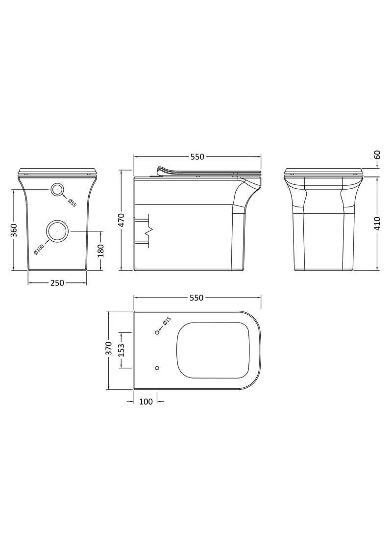 Square Back To Wall Pan & Soft Close Seat