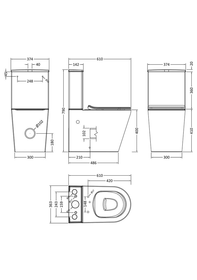 Flush to Wall Pan, Cistern & Seat
