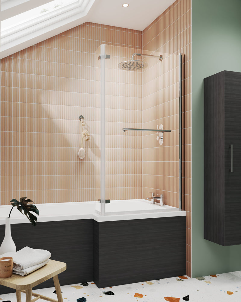 L-Shaped Bath Screen Hinged With Rail