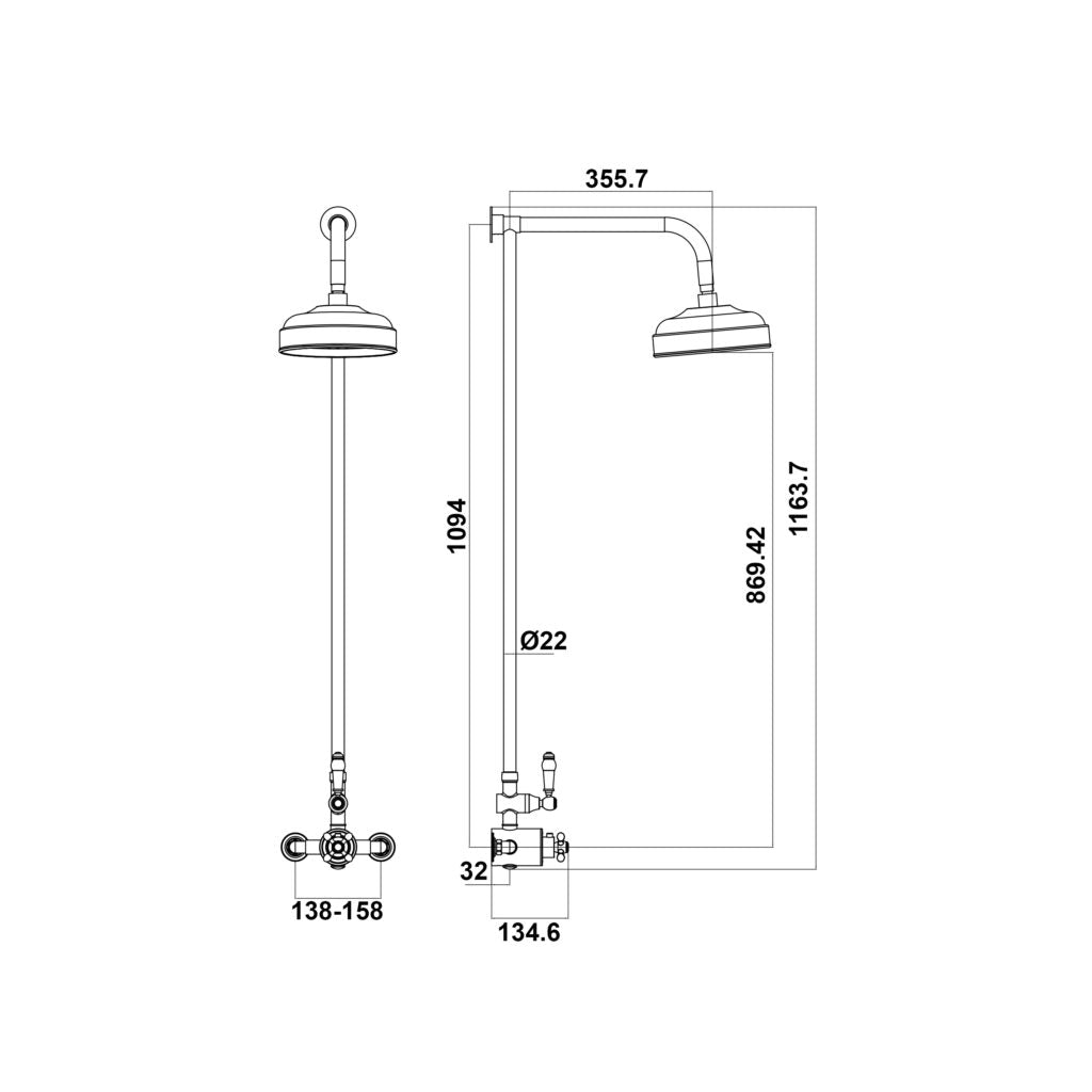 Classic Rigid Riser Shower With Fixed Head
