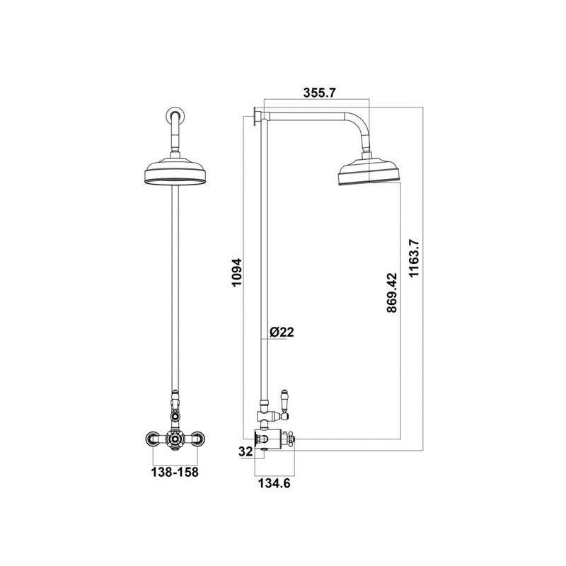 Classic Rigid Riser Shower With Fixed Head